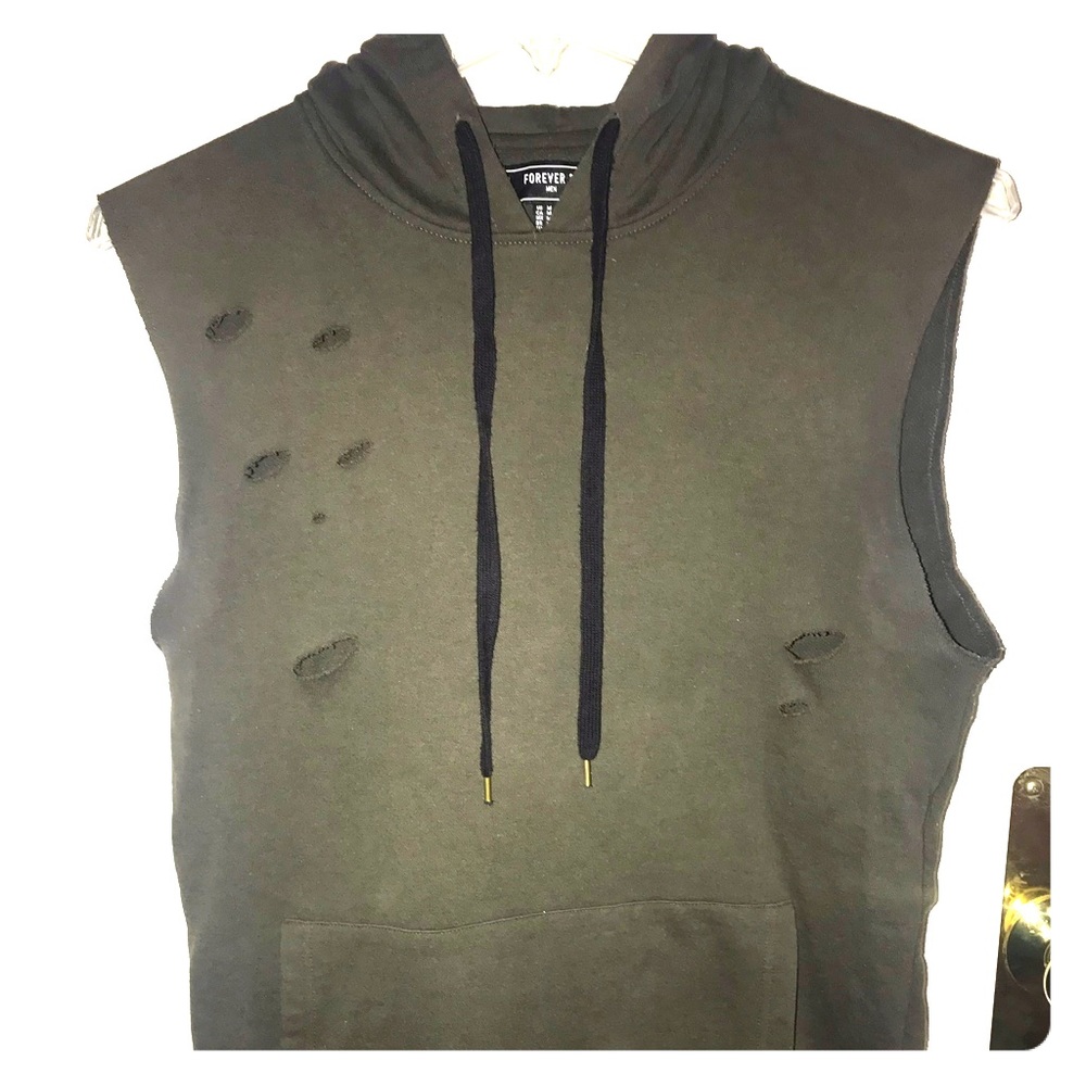 Sleeveless Distressed Hoodie